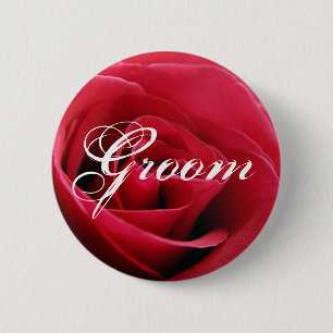 red rose, Groom 6 Cm Round Badge