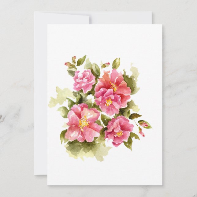 Red Rose Group for Monogram Thank You Card (Front)