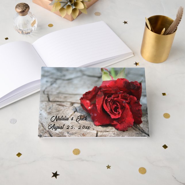 Red Rose Guest book (Front Open)