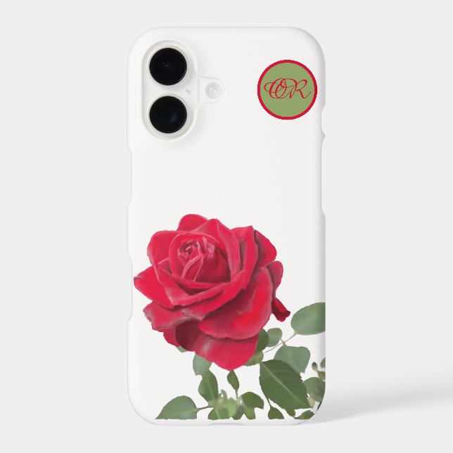 Red Rose - Hand painted - monogram (Back)