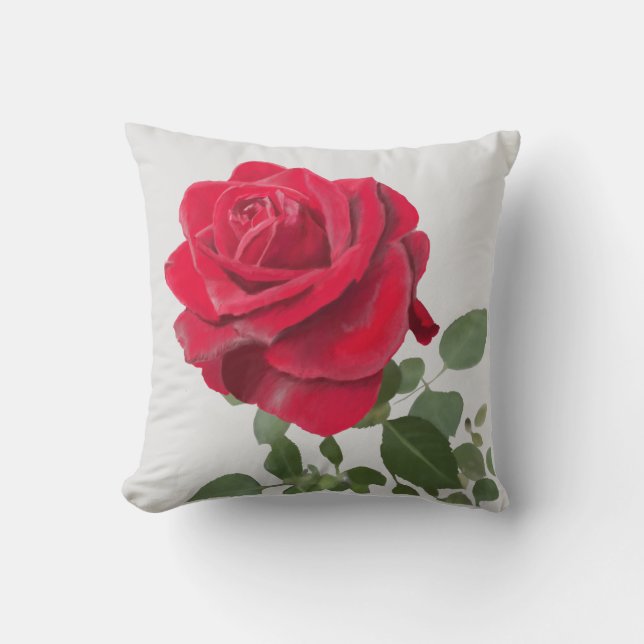 Red Rose - Hand Painting Cushion (Front)