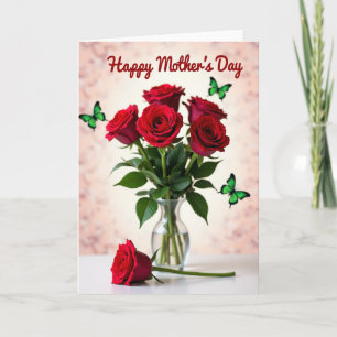 Red Rose Happy Mothers Day Card