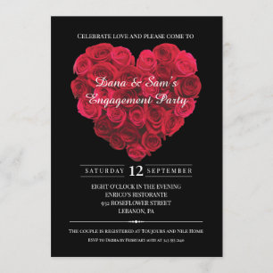 Red Rose Heart Engagement Party Valentines Day Invitation