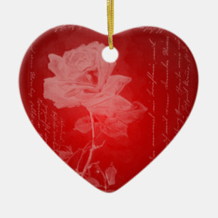 Red Rose Heart Ornament