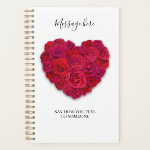 Red Rose Heart Romantic Floral Custom Text Planner