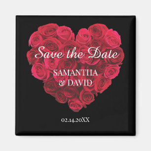 Red Rose Heart Save the Date Magnet