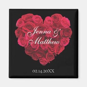 Red Rose Heart Save the Date Valentines Day Magnet