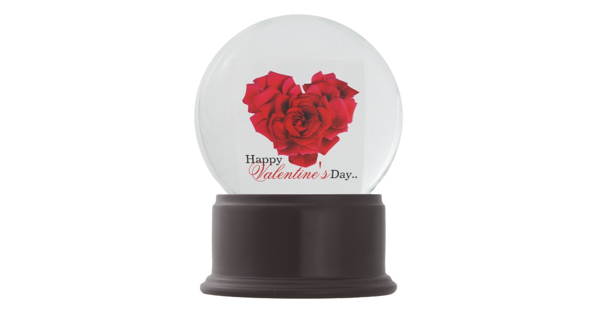 Red rose heart shaped love snow globe | Zazzle