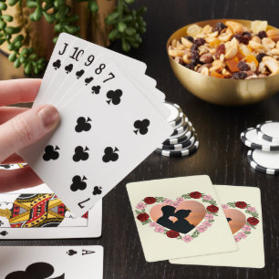 Red Rose Heart Silhouette Personalized Playing Car Cards