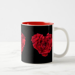 Red Rose Heart Two-Tone Coffee Mug