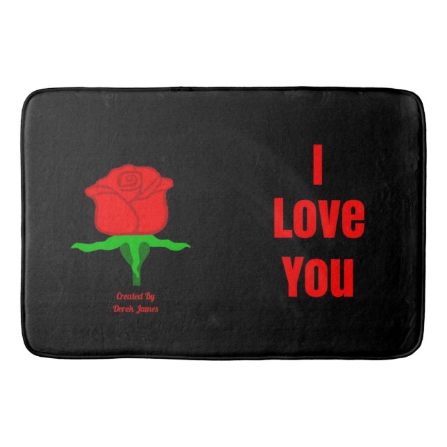Red Rose I Love You Bath Mat (Front)
