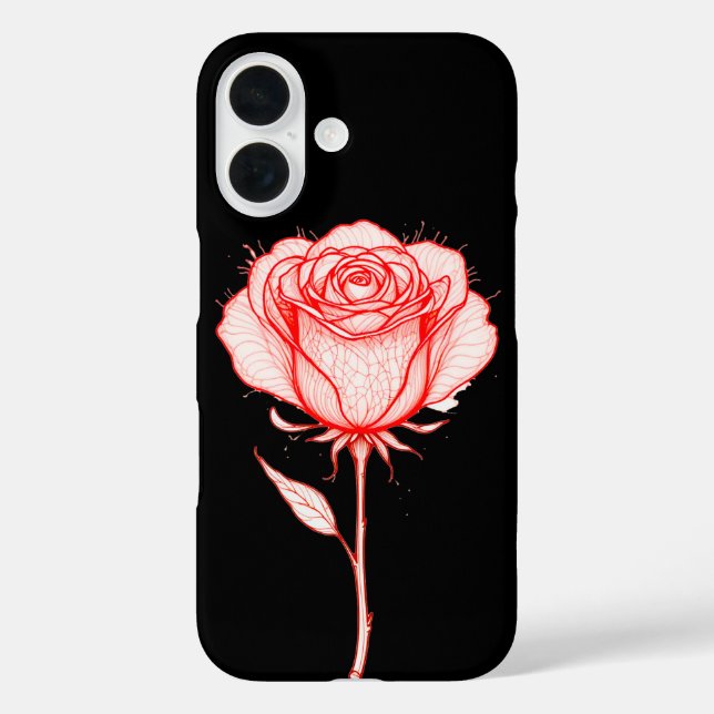 Red Rose Illustration with Black Background Case-Mate iPhone Case (Back)