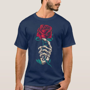 Red Rose in a Skeleton Hand a Rose Tattoo T-Shirt