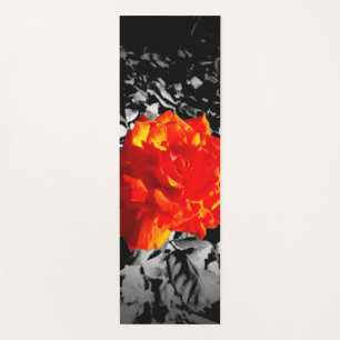 Red Rose in black and white Yoga mat