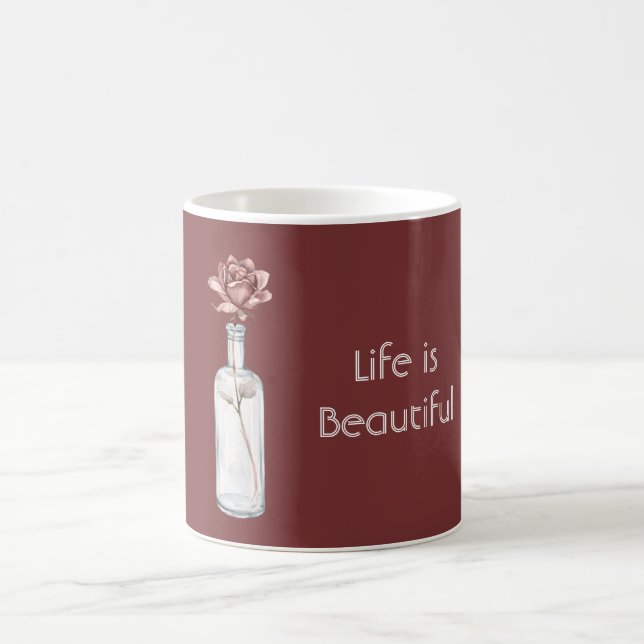 Red Rose in Bottle Coffee Mug (Center)