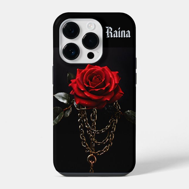 Red Rose in Chains Goth iPhone Case (Back)