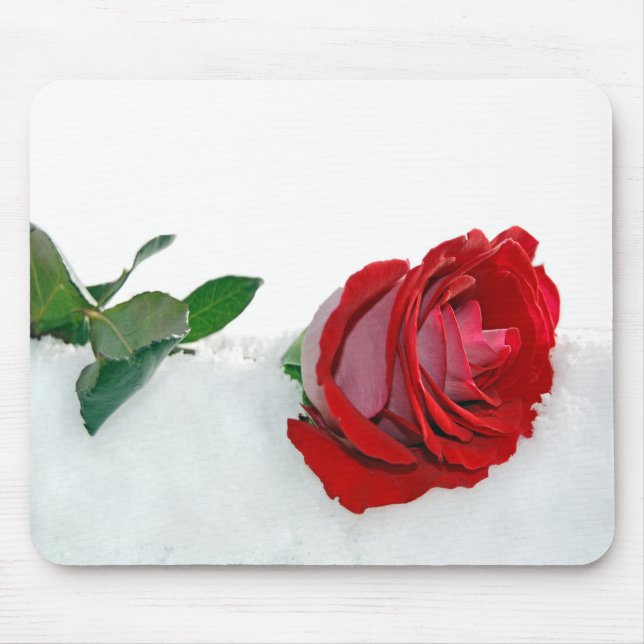 red rose in snow mouse pad (Front)
