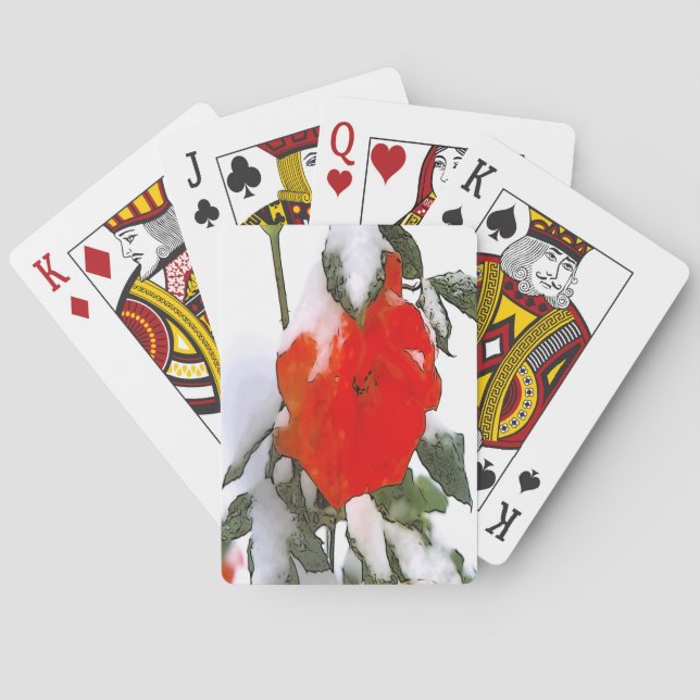Red Rose in Snow  Playing Cards (Back)
