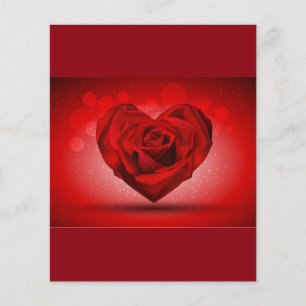 Red Rose in The Shape of Heart over Bright Backgro Flyer