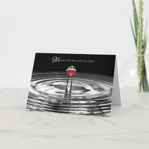 Red rose in water drop sympathy card