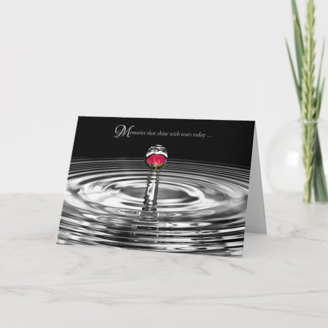 Red rose in water drop sympathy card (Front)