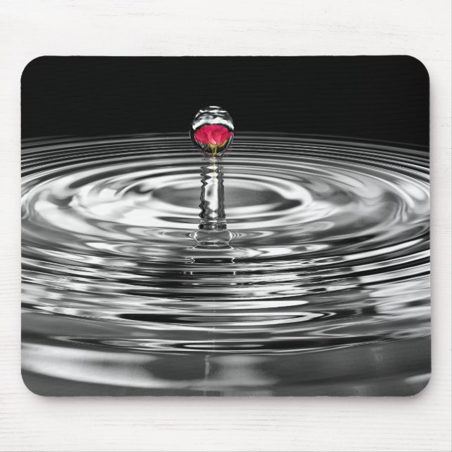 red rose in water droplet mouse pad (Front)