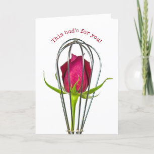 Red Rose in Wire Whisk Card