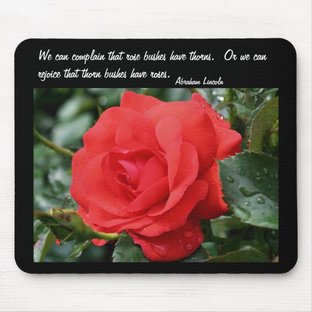 Red Rose Inspirational Attitude Quote  Mouse Pad (Front)