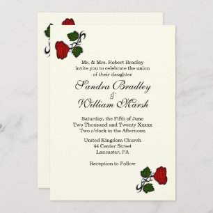 Red Rose Ivory Classic Wedding Invitation