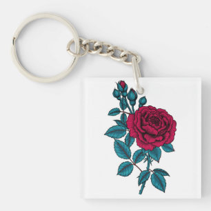 Red rose key ring