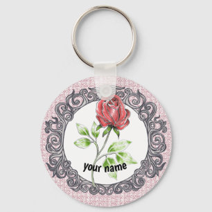 Red rose   key ring
