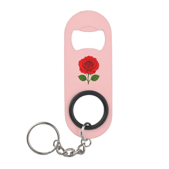 Red Rose Keychain Bottle Opener (Front)