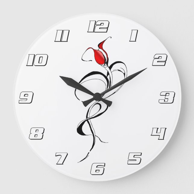 Red Rose Lady Tribal Tattoo Design 2 Large Clock (Front)