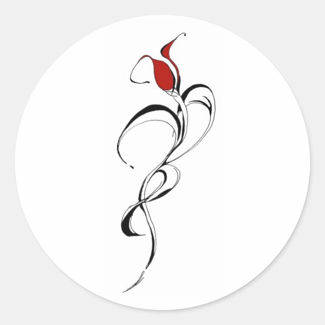 Red Rose Lady Tribal Tattoo Design Classic Round Sticker (Front)