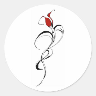 Red Rose Lady Tribal Tattoo Design Classic Round Sticker