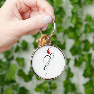Red Rose Lady Tribal Tattoo Design Key Ring