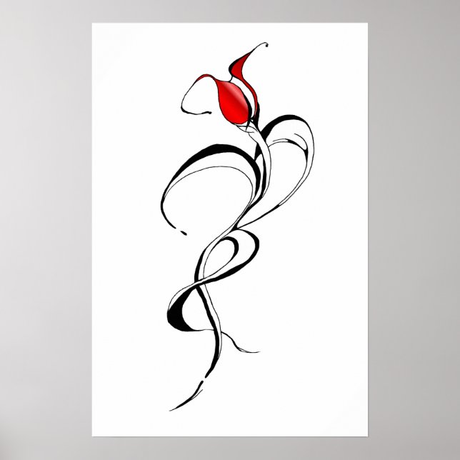 Red Rose Lady Tribal Tattoo Design Poster (Front)