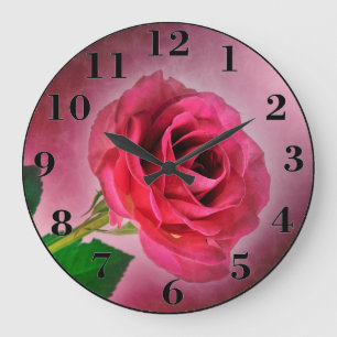 Red Rose Large Clock