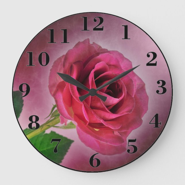Red Rose Large Clock (Front)