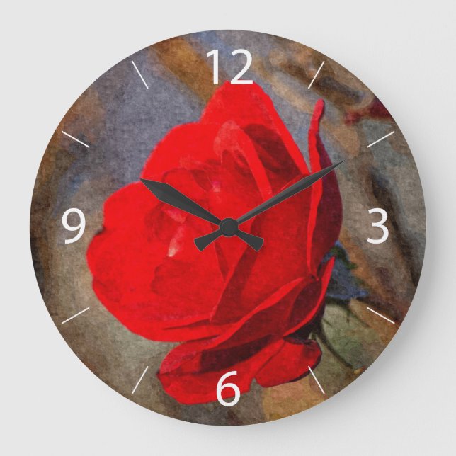 Red Rose Large Clock (Front)