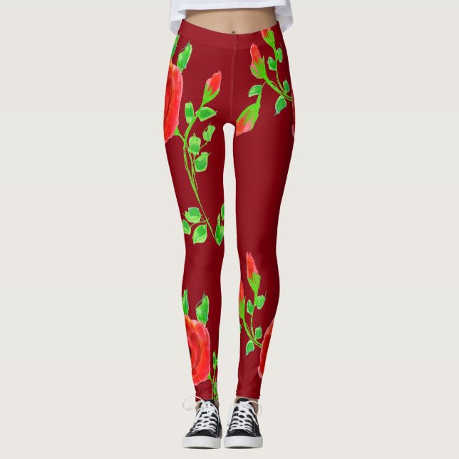 Red Rose Leggings (Front)