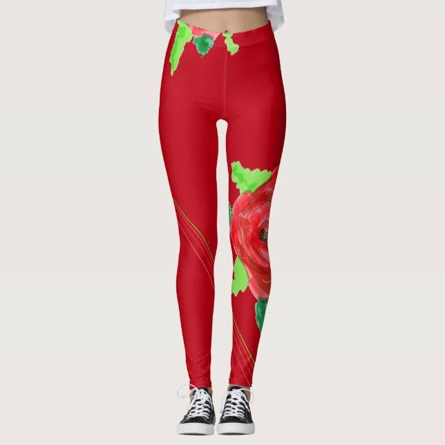 Red Rose Leggings (Front)
