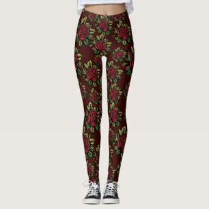 red rose leggings