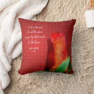 Red Rose Life Attitude Quote Inspirational Cushion
