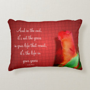 Red Rose Life Attitude Quote Inspirational Decorative Cushion