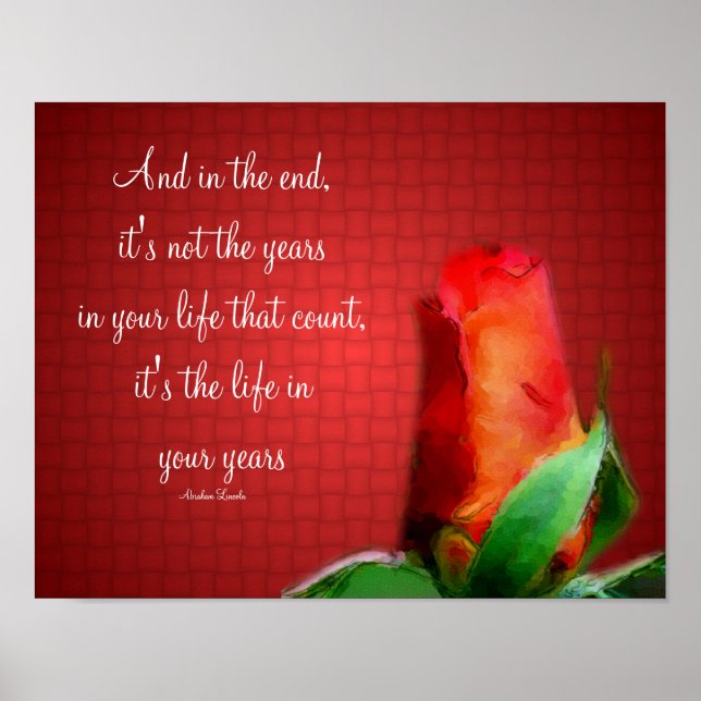 Red Rose Life Attitude Quote Inspirational Poster (Front)