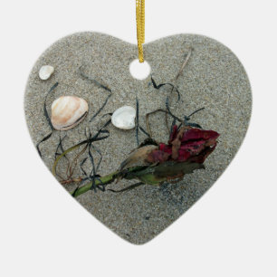 Red Rose Lost at Sea Ceramic Tree Decoration