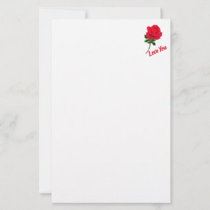 Red Rose Love You Stationery