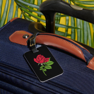 Red rose luggage tag