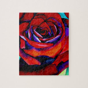 Red Rose macro flower original art Jigsaw Puzzle